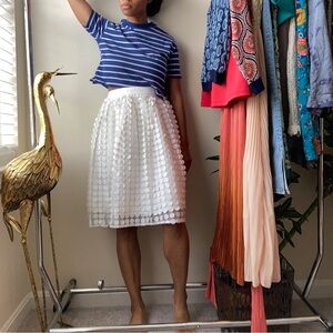 White 3D Floral Textured Skirt